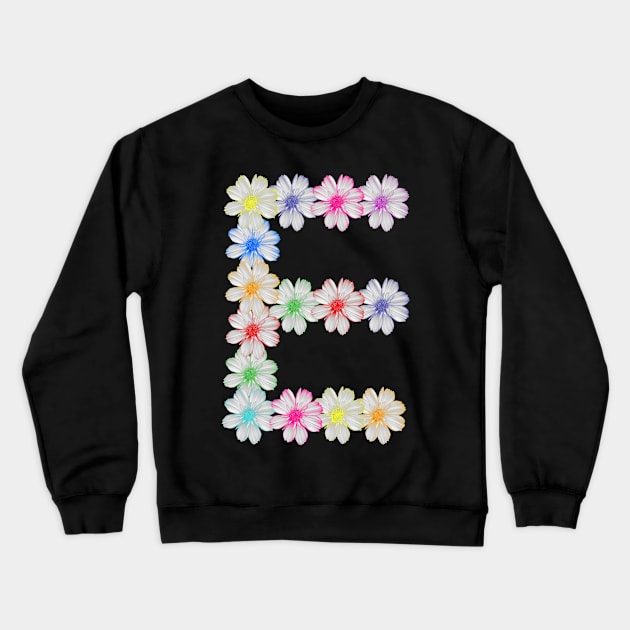 Letter E, flower, cosmos flowers, floral, nature Crewneck Sweatshirt by rh_naturestyles